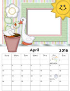 April 2016 Photo Calendar.