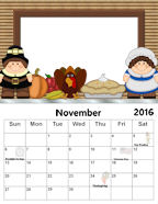 November 2016 Photo Calendar.
