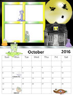 Oct 2016 Alternate Halloween Photo Calendar Template Download