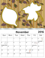 November 2016 Alternate Autumn/Fall Photo Calendar Template Download