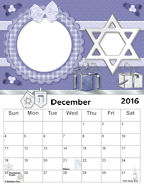 Dec 2016 Alternate Jewish Hanukkah Photo Calendar Template Downloadables.