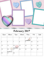 Free 2017 February Digital Scrapbooking paper photo calendar downloadables