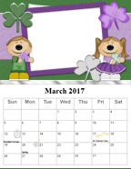Totally free digital scrapbooking March 2017 photo calendar template download.