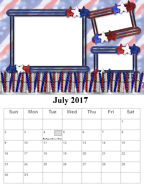 Best Free July 2017 computer scrapbooking photo calendar downloadable template