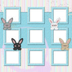 Easter Holiday Free Digital Scrapbooks Bunny Photo Frame Downloadable Paper Template Set.