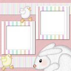 Easter Pink Bunny and Yellow Chick Digi-Scrap Holiday Scrapbooking Downloads.