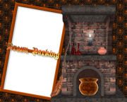 Free Halloween witches fireplace Photo Greeting Cards, Postcards, Holiday Invitations.