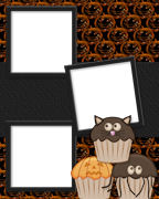 Free Halloween cupcake cats Photo Greeting Cards, Postcards, Holiday Invitations.