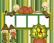 Free Thanksgiving Children and Turkey Photo Greeting/Postcard Themed Template