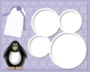 free winter penguin scrapbook layout templates cards 