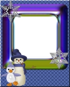 Free Holiday Blue Christmas Snowman Penquin Snowflake Photo Scrapbook Card Templates.